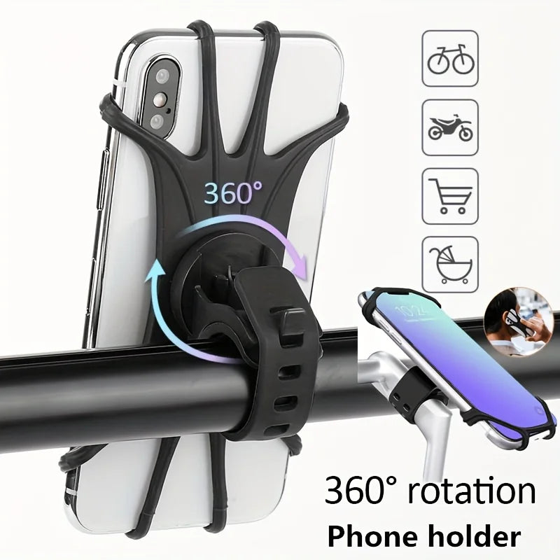 Stroller Cell Phone Holder, 360° Rotation Silicone Handlebar Case, Cycling Bike Bicycle Phone Mount Holder, Stroller Accessories