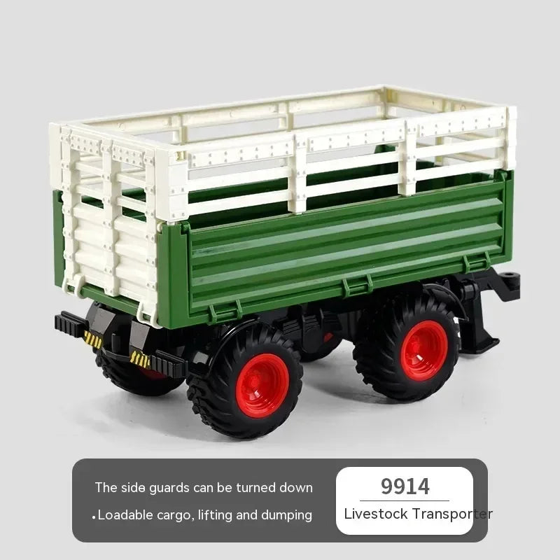 6601 Rc Car 1:24 Alloy Remote-Controlled Tractor Toy Headlights Simulation Electric Farm Truck Toy Set Kid Outdoor Surprise Toy