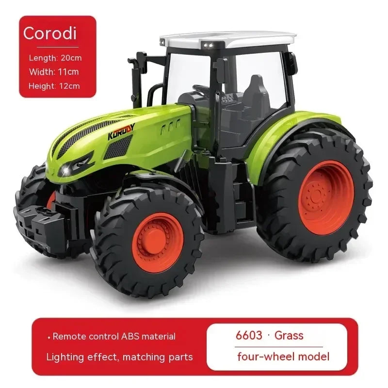 1:24 Rc Car Alloy Remote-Controlled Tractor Toy With Headlights Simulation Electric Farm Truck Toy Set Child Outdoors Toys Gifts