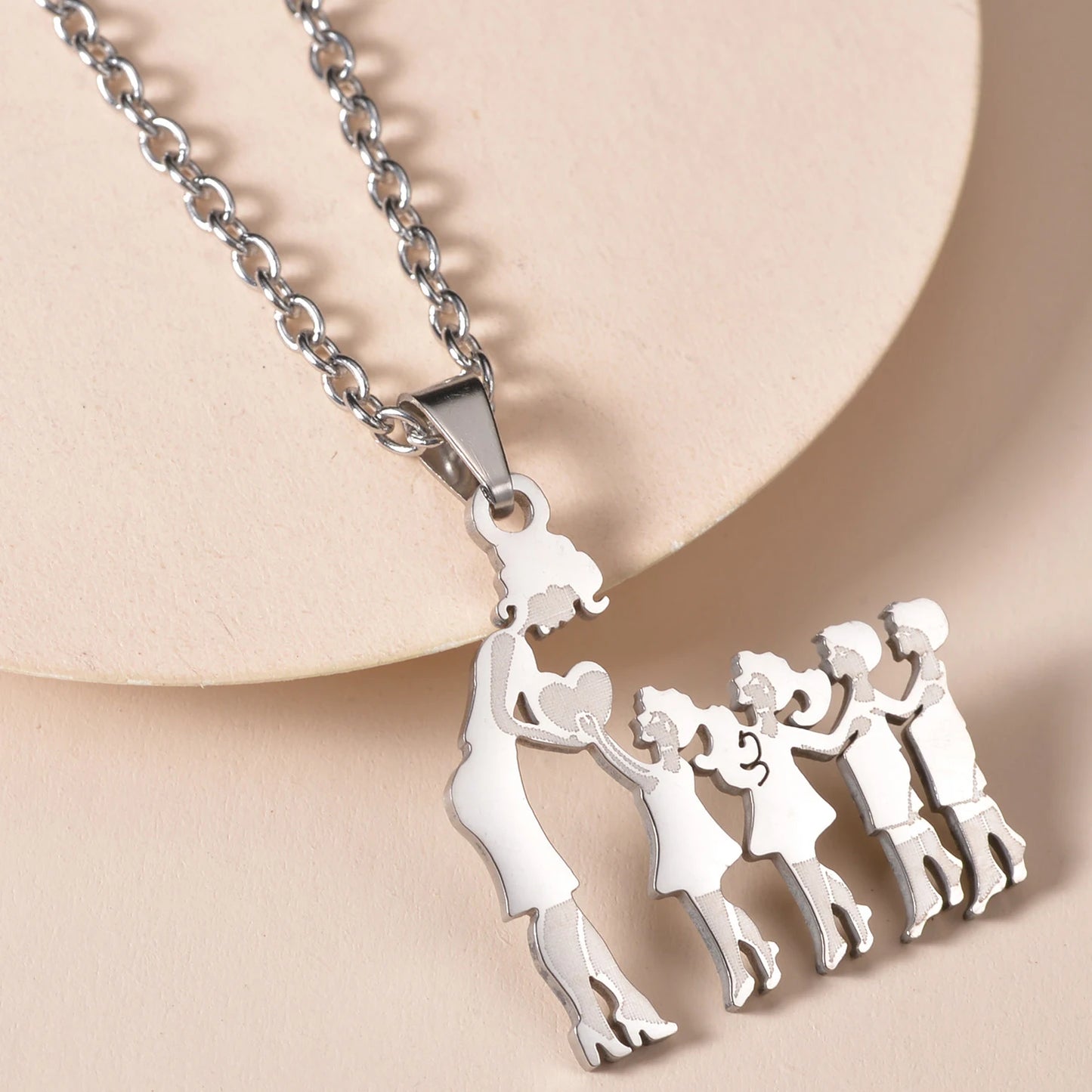 MeMolissa Mom Daughter Pendant Mother's Day Necklace Stainless Steel Jewelry For Women Wife Men Family Charm Love Gifts