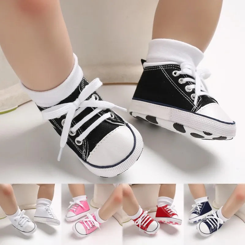 Baby Canvas Classic Sports Shoes Newborn Boys and Girls Printed Star First Walkers Shoes Infant Anti slip Baby Shoes