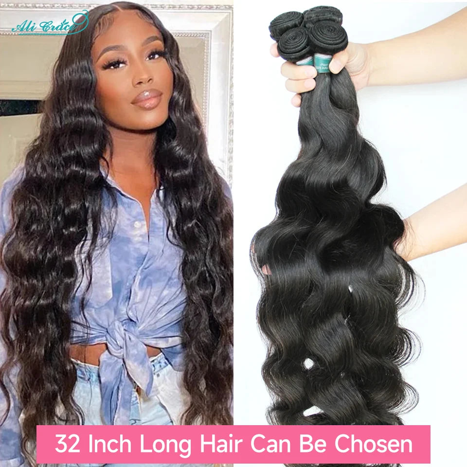 Ali Grace Hair Body Wave Bundles Human Hair 1/3/4 Pcs 100% Remy Human Hair Bundle Brazilian Hair 30inch Body Wave Hair Extension