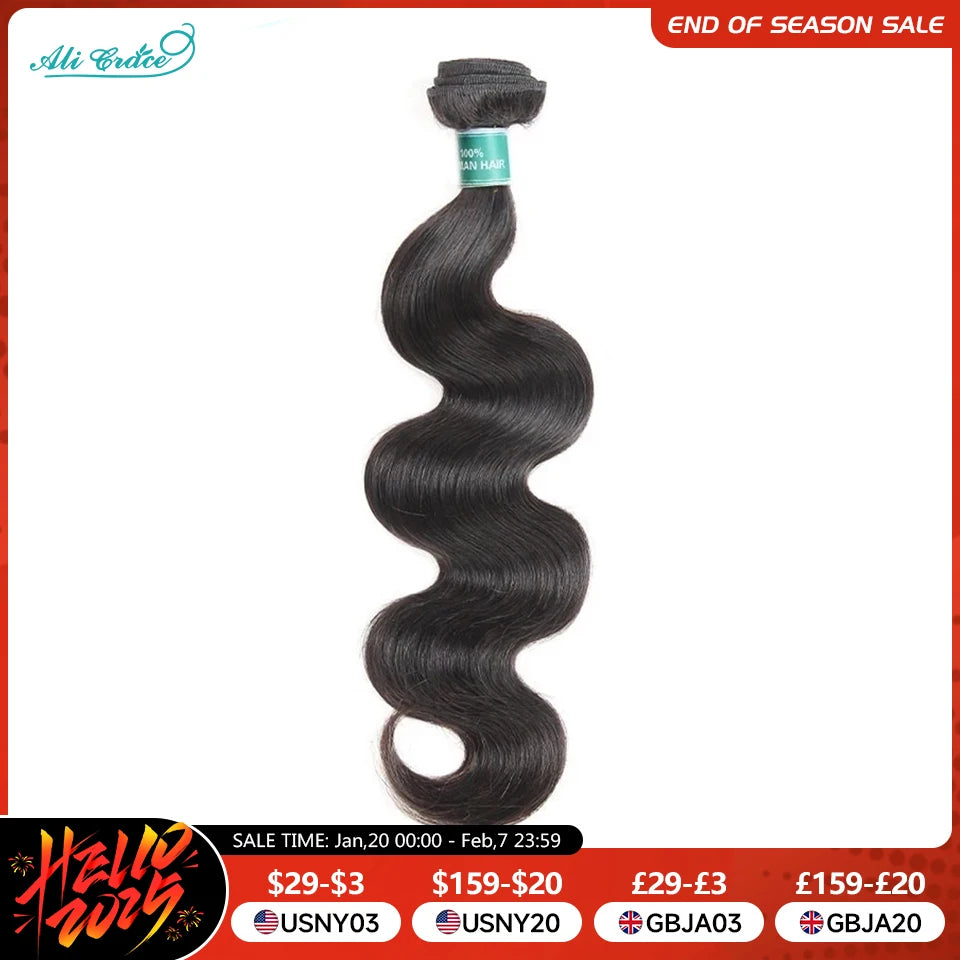 Ali Grace Hair Body Wave Bundles Human Hair 1/3/4 Pcs 100% Remy Human Hair Bundle Brazilian Hair 30inch Body Wave Hair Extension