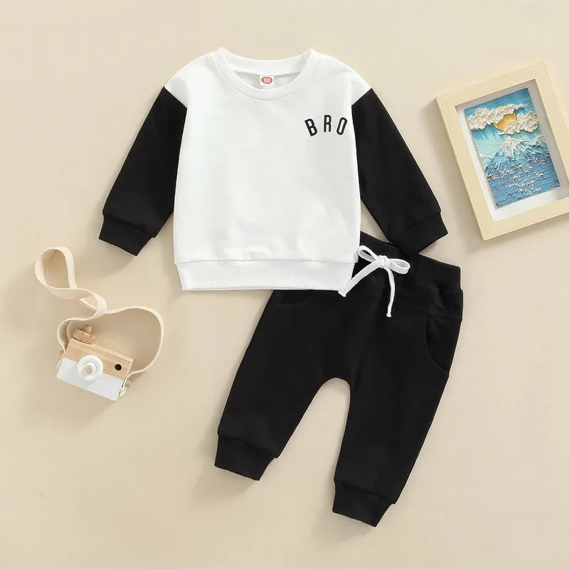 RUEWEY Pant Sets Baby Boy Clothes Fall Infant Top and Bottom Sets for Children Letter Long Sleeve Suit Baby Groups Clothing