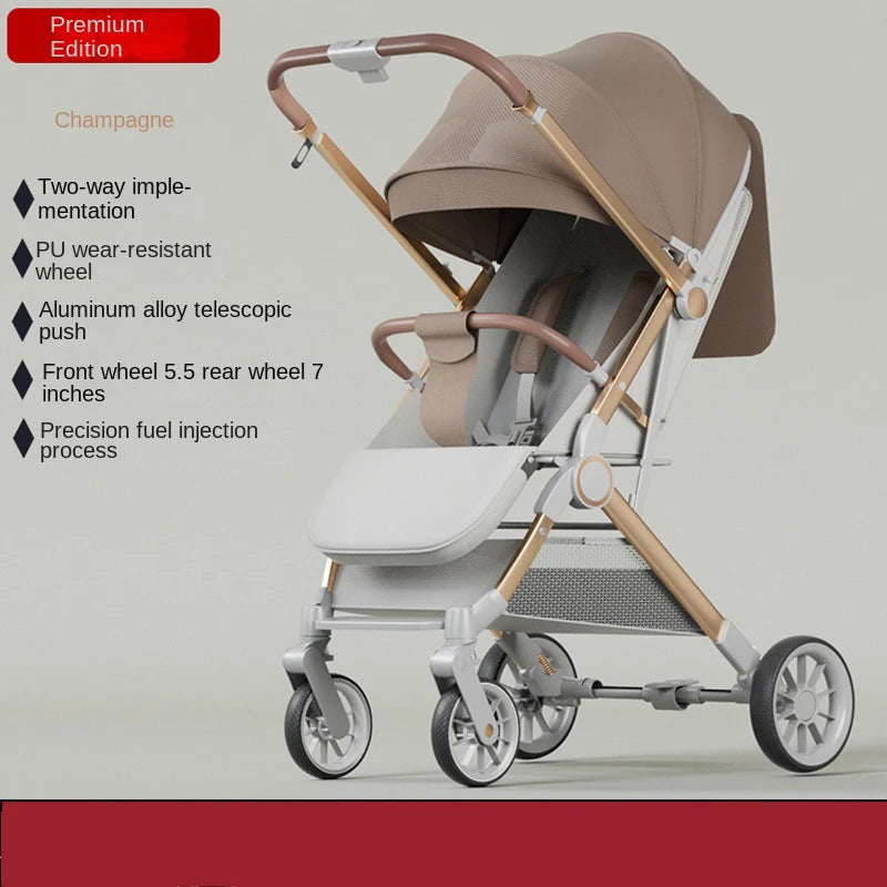 Two-way Baby Stroller can Sit or Lie Down Newborn Baby Stroller Simple Folding Ultra-lightweight Shock-absorbing Wheels