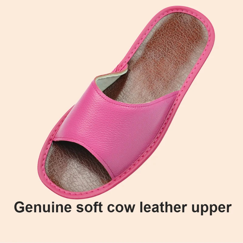 Big sizes Genuine Cow Leather Slippers Homes in indoor slipper summer open toe sandals men women elderly casual Slides shoes