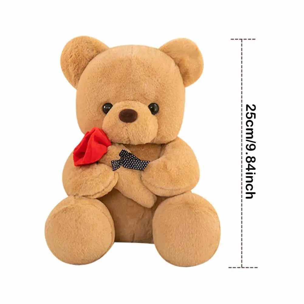 25cm Kawaii Teddy Bear for Valentines Day Gift Teddy Bears Stuffed Animal Rose Bear Doll Valentine's Day Gift for Girlfriend