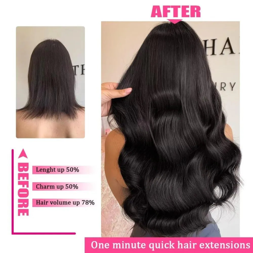 Clip in Hair Extension Human Hair Straight Seamless Clip ins Human Hair Brazilian Remy Natural Black Clip in Extensions 8Pcs/Set