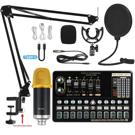 Computer Mobile Phone Live Steam Audio Studio Vocal Recording Fashion Studio Equipment Music Recording Microphone Kit V10XPRO