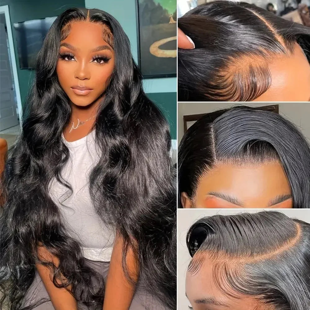 Body Wave 13x6 Lace Frontal Wig Pre Plucked with Baby Hair Natural Hairline Long Wavy Synthetic Lace Front Wigs For Black Women