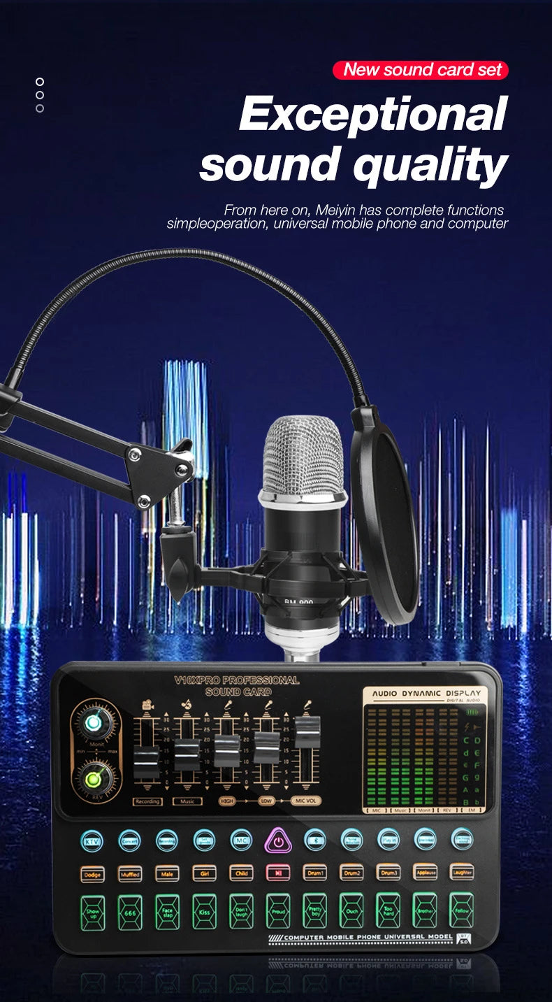 Computer Mobile Phone Live Steam Audio Studio Vocal Recording Fashion Studio Equipment Music Recording Microphone Kit V10XPRO