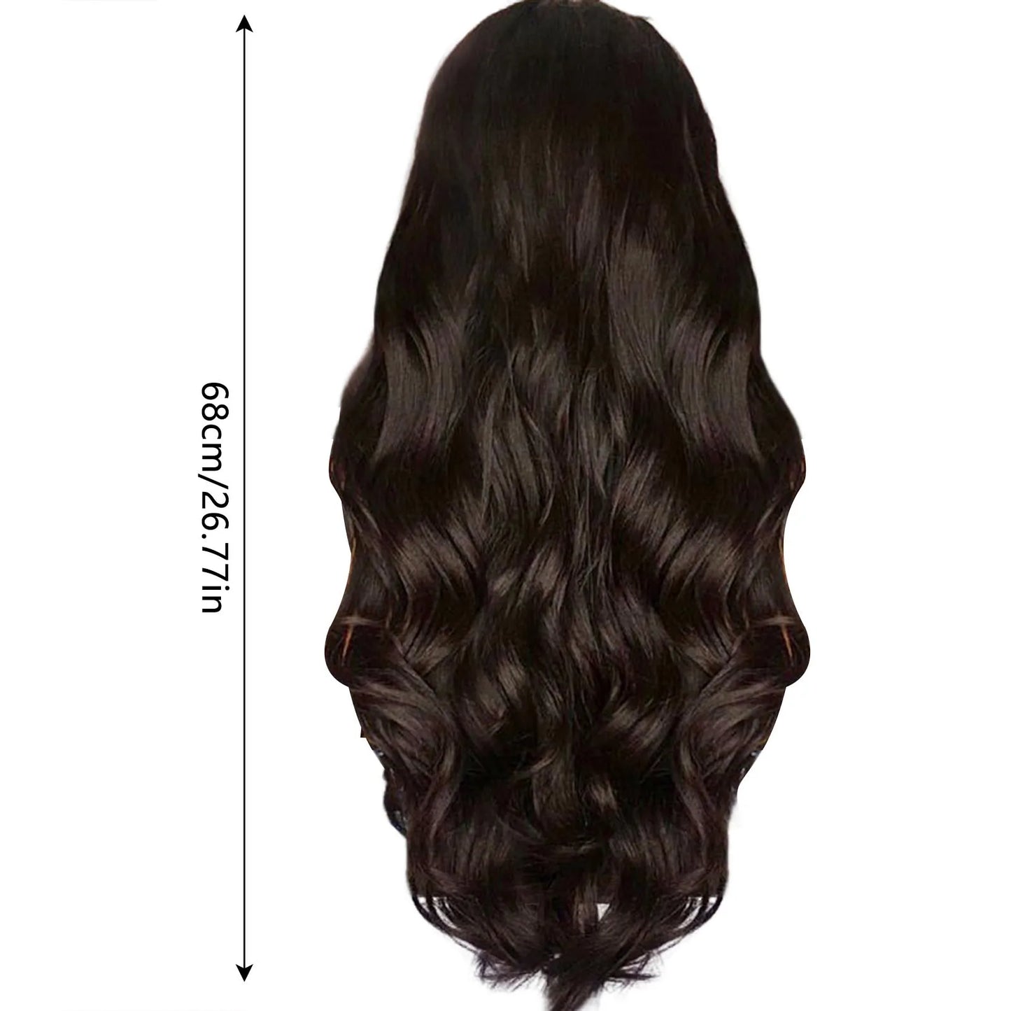 Lace Black Wavy Wig 26 Inch Front Synthetic Fiber High Temperature Silk Wig Middle Part Curls Naturally For Women Everyday