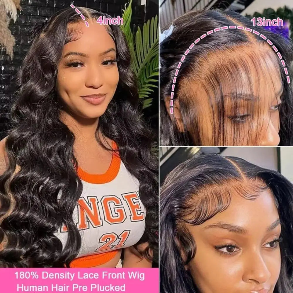 13x6 13x4 Body Wave Lace Front Wigs Human Hair PrePlucked Transparent Lace Frontal Wigs Human Hair Wigs With Baby Hair For Women