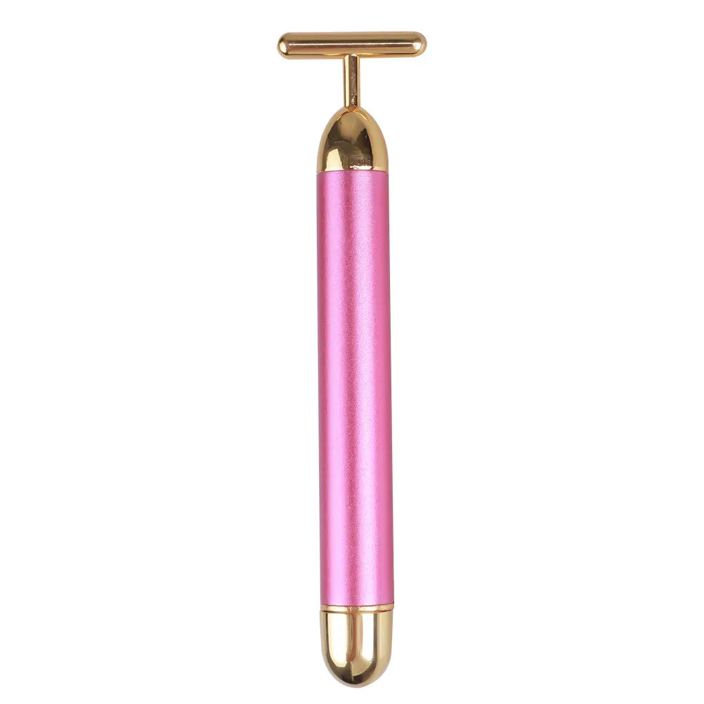 Portable Energy Electric Beauty Bar Waterproof 24K Gold Pulse Firming Massager Roller Facial Eye Pouch Remover Face Care Tool