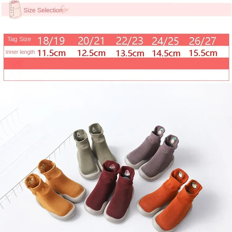 Children Anti-slip Shoes Newborn Baby Toddler Girls Cotton Non-slip Floor Socks Infant Boys Rubber Sole Cartoon Indoor Sneakers