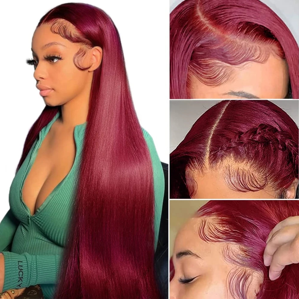 Burgundy 99j Body Wave Lace Front Wig Red HD Lace Frontal Wigs For Women 100% Brazilian Bleached Wigs Human Hair On Promotion