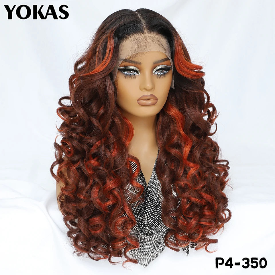 Latisha 24 Inch Synthetic Lace Front Wigs For Black Women With Hight Temperature Fiber Loose Curl Afro Lace Front Wig For Female