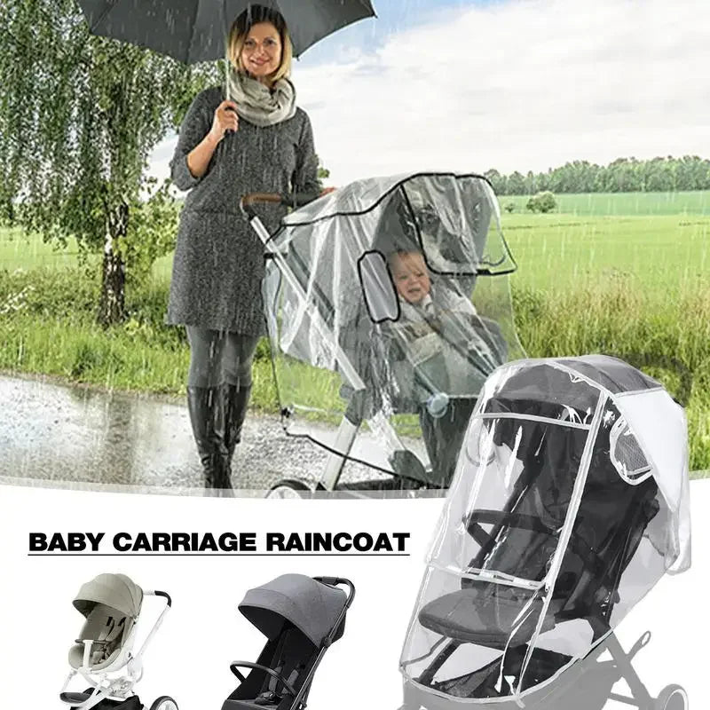 Universal Stroller Rain Cover Baby Car Seat Wind Dust Shield Transparent Waterproof Breathable Trolley Raincoat Accessories