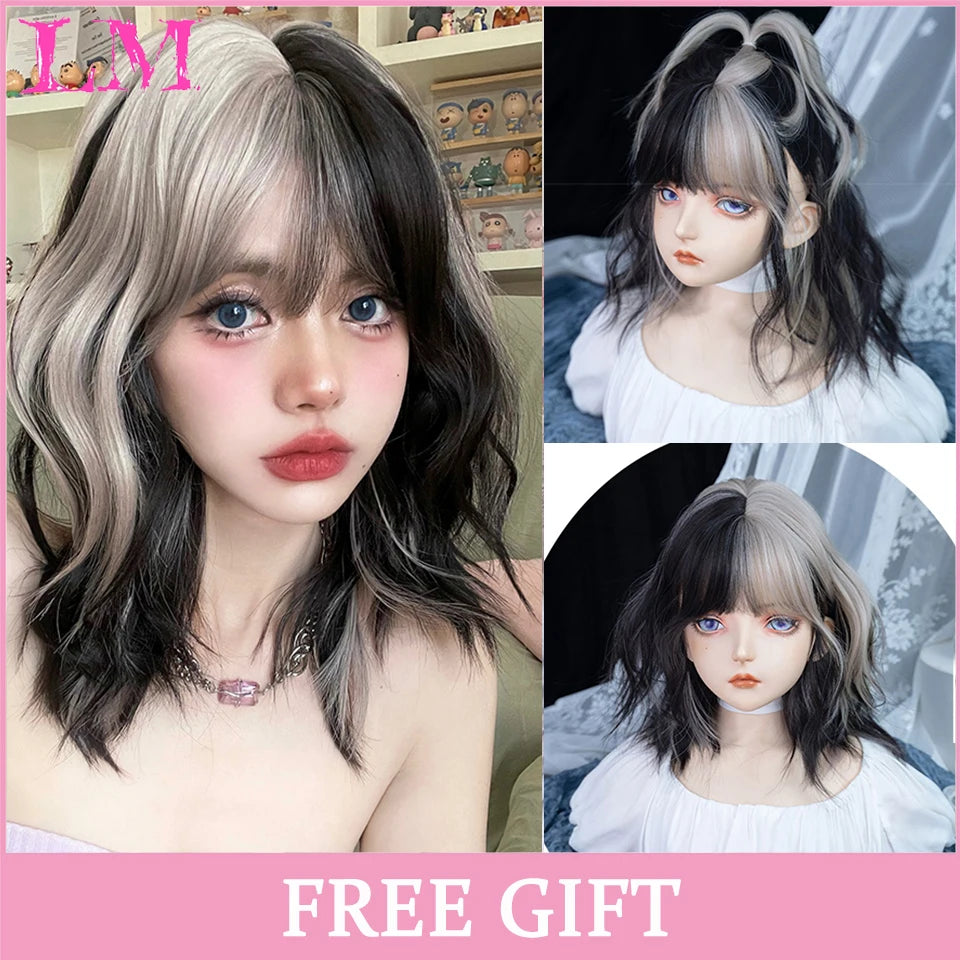 LM Wave Synthetic Wig for Black Women Wear Deep Curly Soft Wig Natural Black Color Replacement Wigs for Daily Party Use