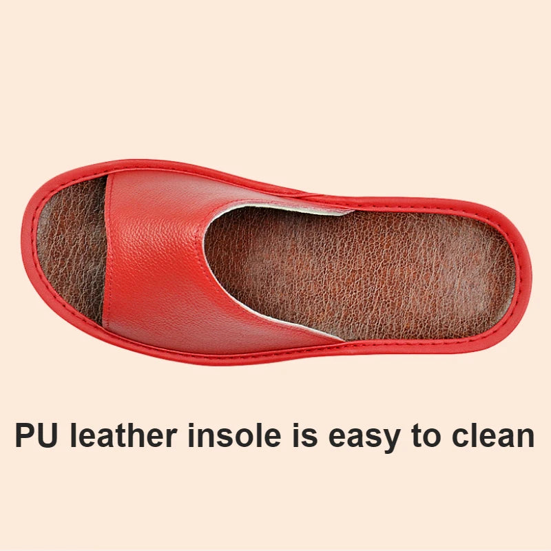 Big sizes Genuine Cow Leather Slippers Homes in indoor slipper summer open toe sandals men women elderly casual Slides shoes