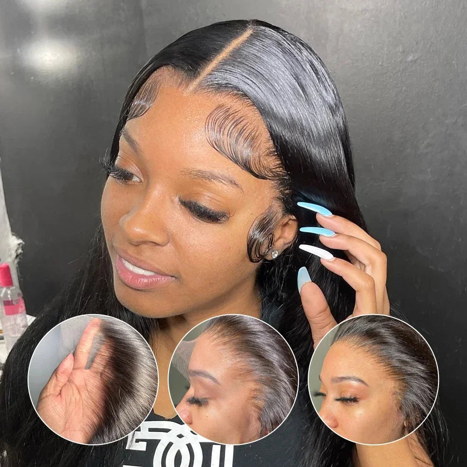 Straight Lace Front Wigs Human Hair for Black Women 13x4 Brazilian Virgin Hair 180%Density Pre Plucked with Baby Hair Hairline