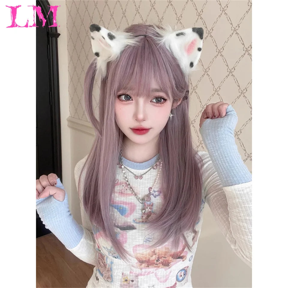 LM Straight Synthetic Lace Front Wig For Women 38 Inch Long Ombre Brown Red Blonde Hightlight Lace Frontal Wigs Cosplay Wig