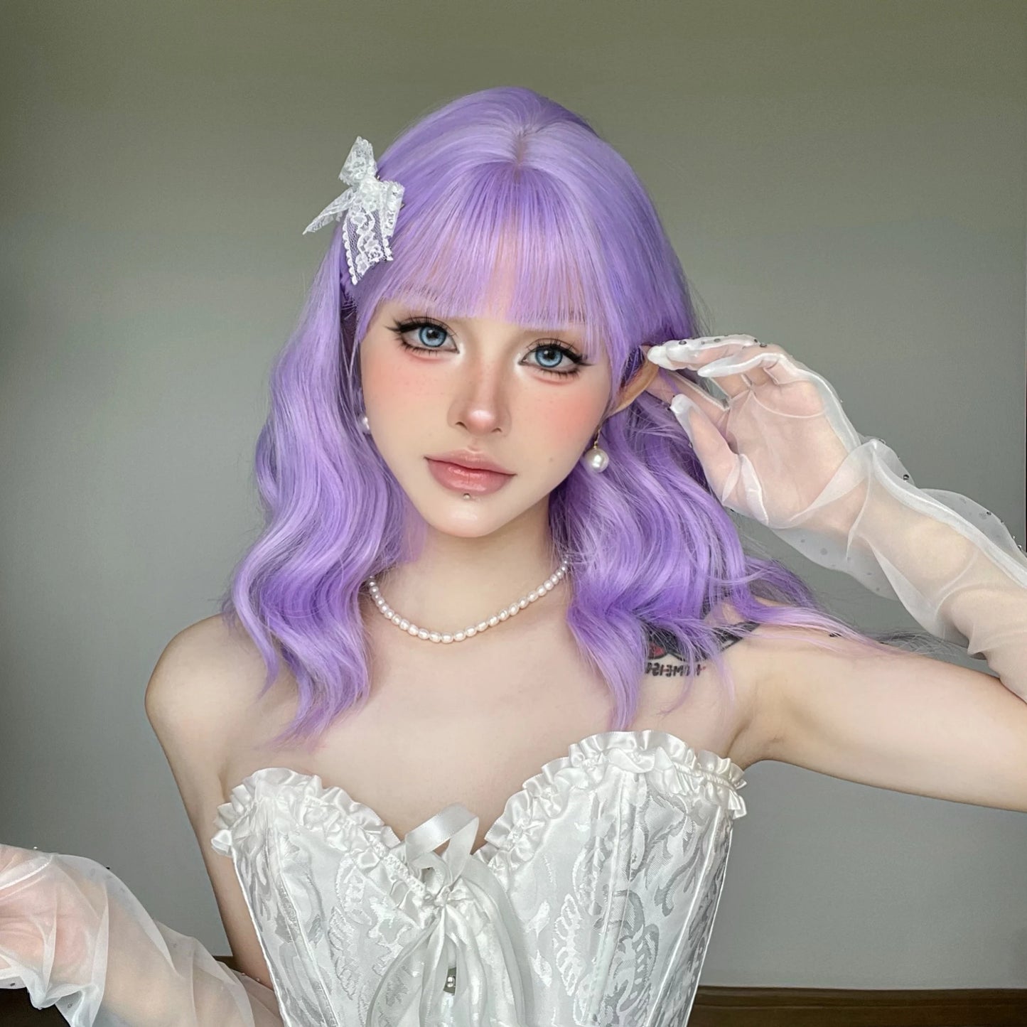 New 14Inch Purple Short Curly Wig Full Head Halloween Hot Coplay Lolita Curly Hair Party Activities To Wear Wig