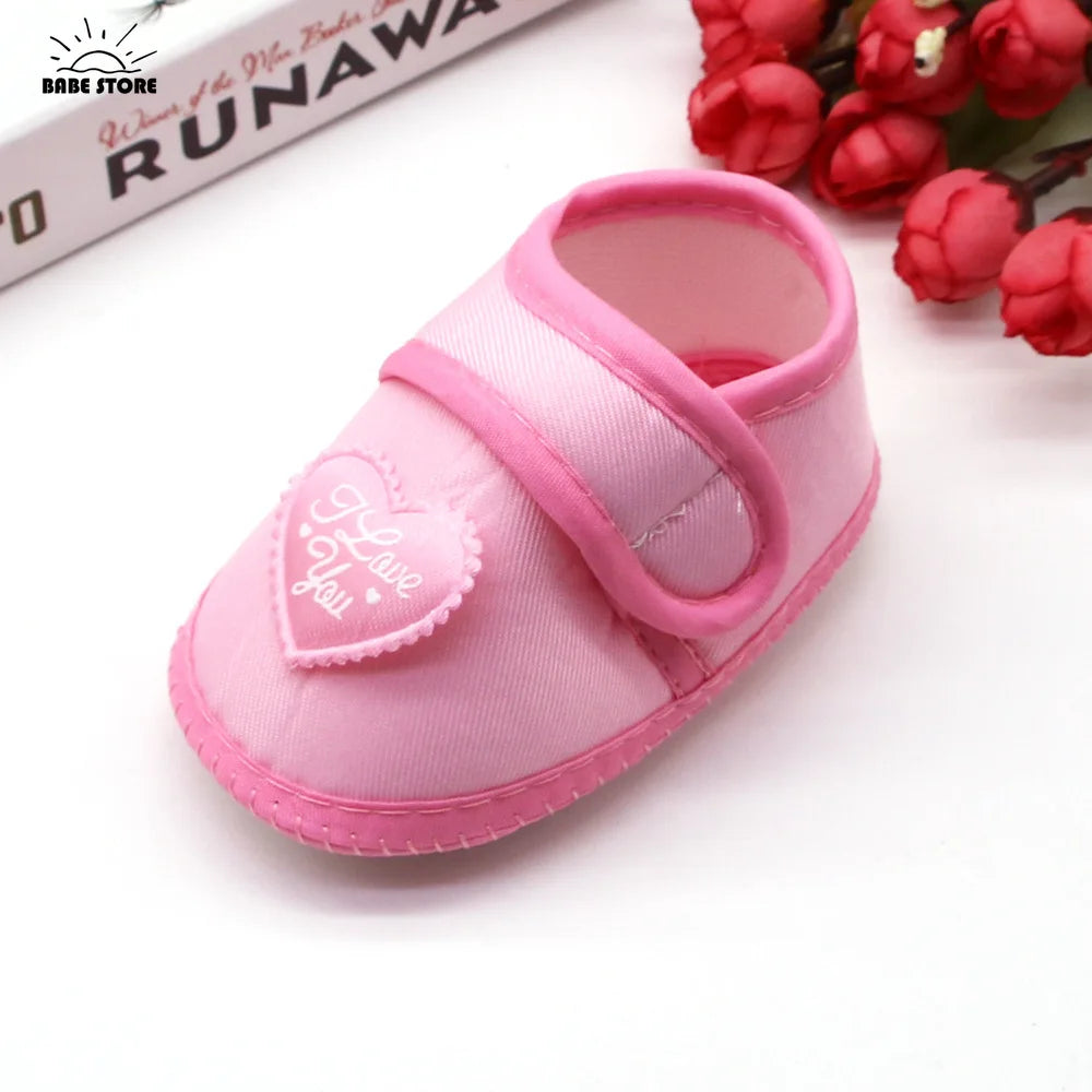 1 Pair Spring Autumn Baby First Walkers Infant Baby Girls Boys Anti-Slip Shoes Heart-shaped Newborn Slipper Shoes 0-18 Months