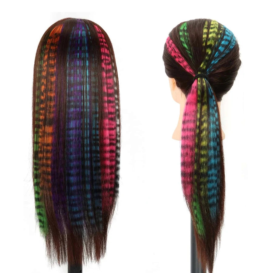 1PCS Y2K Colorful Hair Extensions Leopard print long Straight One-piece Clip-In Synthetic Hairpieces cosplay Hair accessorties