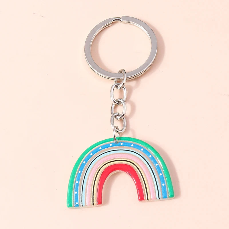 Lovely Colorful Heart Keychain Love Keyrings Valentine's Day Gift Key Chains for Women Girls Car Key Handbag Jewelry Accessories