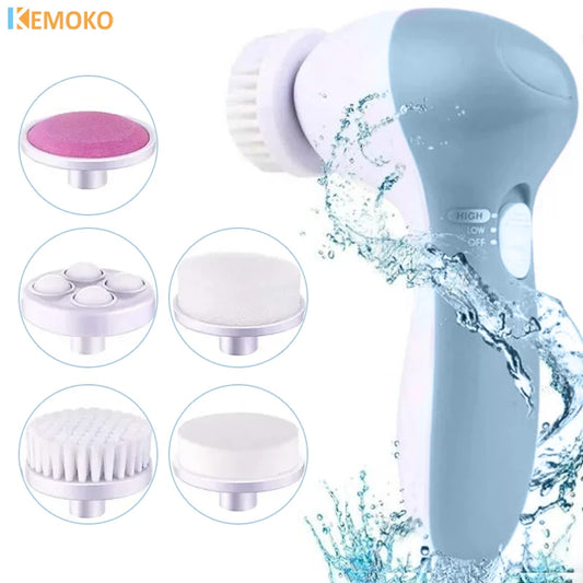 5 in 1 Facial Cleanser Pore Cleanser Face Massager Deep Electric Cleansing Brush Pore Cleaner Blackhead Remover Skin Beauty Care