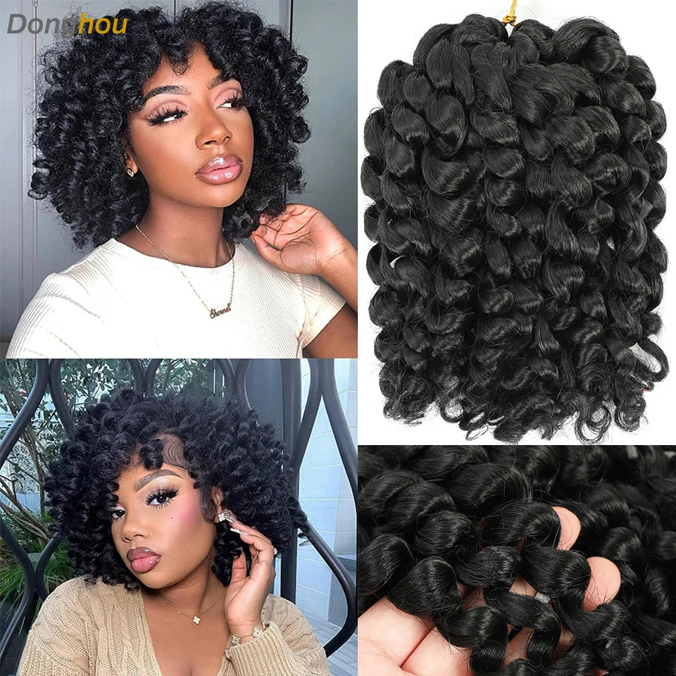 Wand Curl Crochet Braids Hair 8 Inch 1B 30 27 Bug Ringlet Twist Extensions with Jamaican Bounce Crochet Hair Crochet Curly Hair