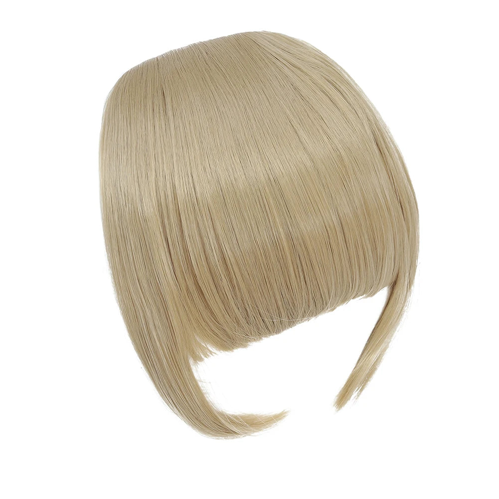 High Quality Synthetic Wig Flat Bangs Hair Extension Clip in Bangs with Temples 6 Inches Front Face Bangs for Women Girls Daily