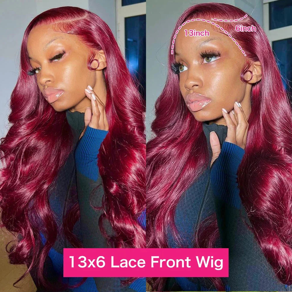 30 40 Inch 13x4 99j Burgundy Body Wave Lace Front Human Hair 13x6 Hd Transparent Lace Frontal Wig Brazilian For Black Women