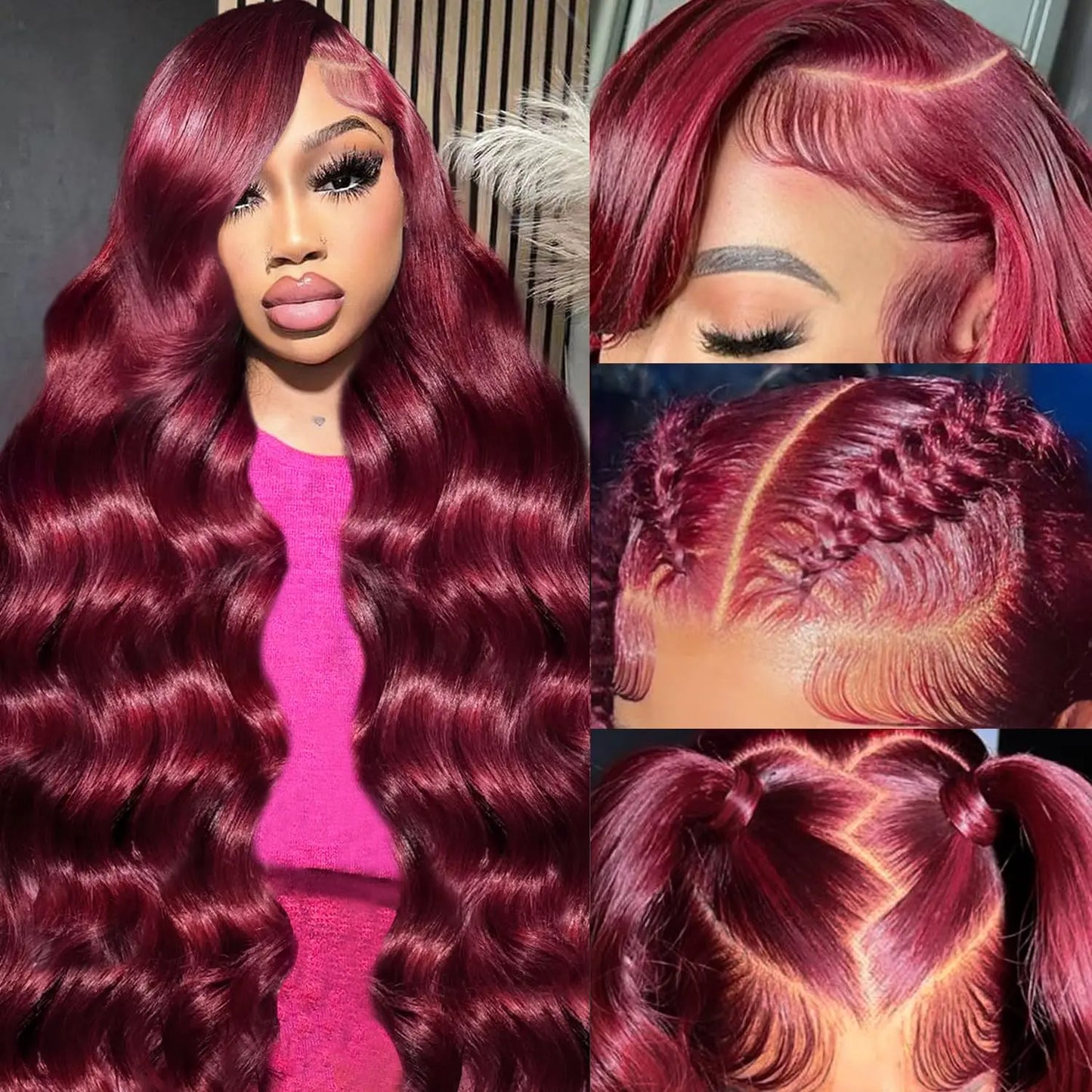 30 40 Inch 13x4 99j Burgundy Body Wave Lace Front Human Hair 13x6 Hd Transparent Lace Frontal Wig Brazilian For Black Women