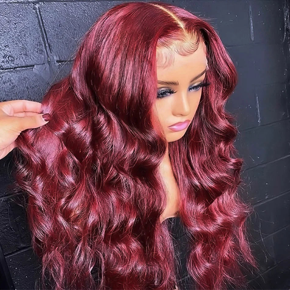 Burgundy 99j Body Wave Lace Front Wig Red HD Lace Frontal Wigs For Women 100% Brazilian Bleached Wigs Human Hair On Promotion