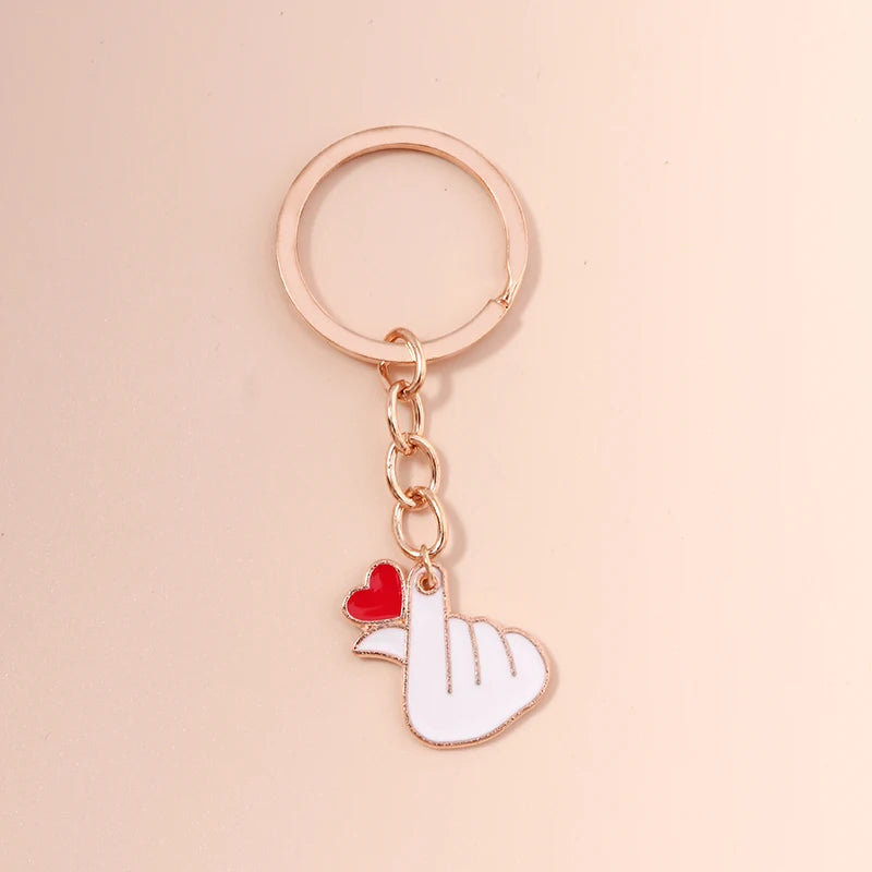 Lovely Colorful Heart Keychain Love Keyrings Valentine's Day Gift Key Chains for Women Girls Car Key Handbag Jewelry Accessories