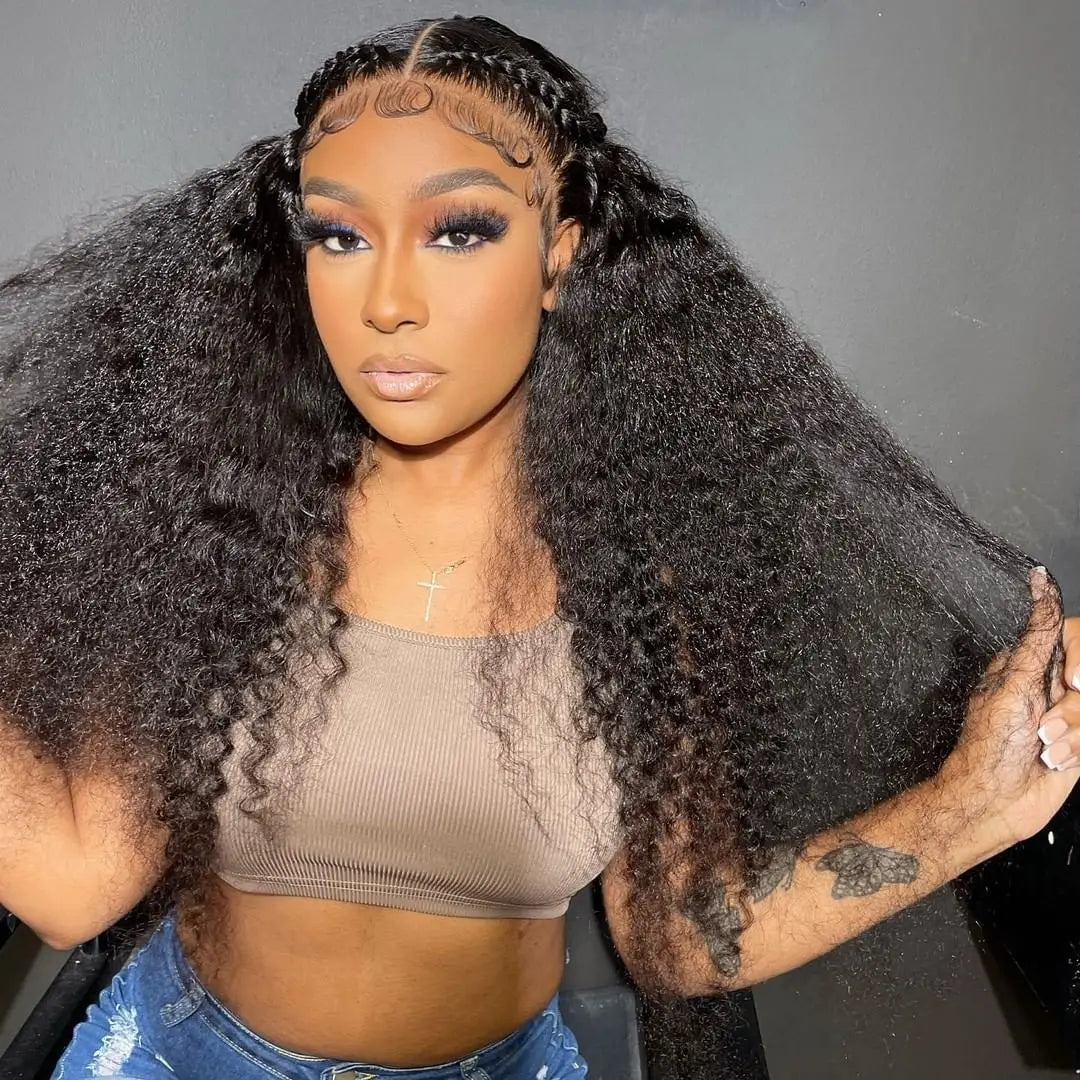 Curly 360 Lace Front Human Hair Wigs 250 Density Brazilian Deep Wave 40 Inch 13x6 HD Lace Frontal Wig 100% Human Hair Preplucked