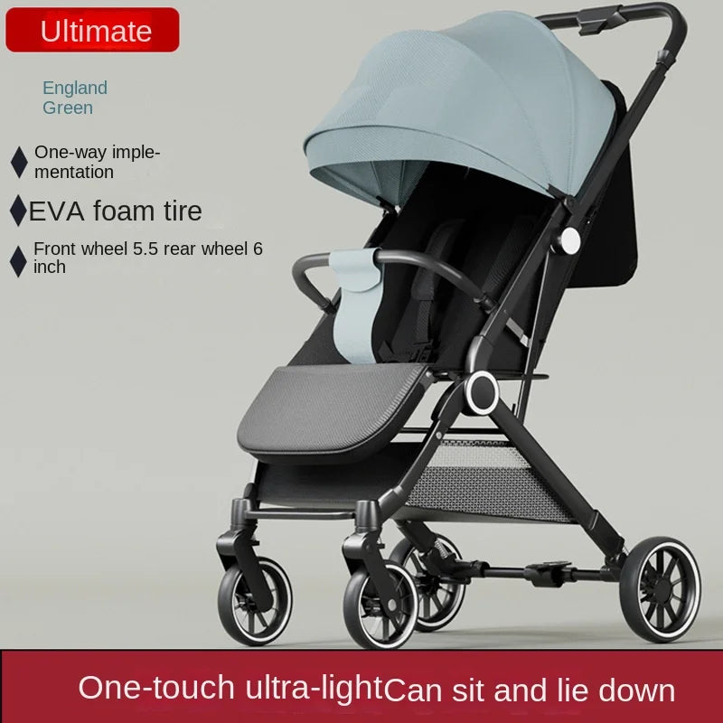 Two-way Baby Stroller can Sit or Lie Down Newborn Baby Stroller Simple Folding Ultra-lightweight Shock-absorbing Wheels