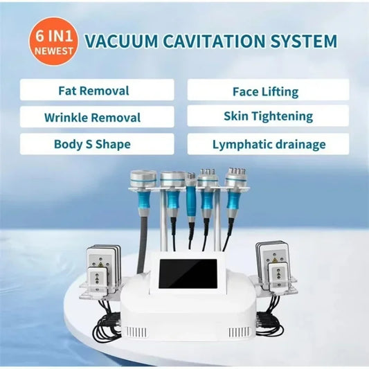 2024 6 Combined 1 Multi-functional Cavitation Machine 40 khz Ultrasonic Cavitation Radio Frequency Vacuum Weight Loss Machine