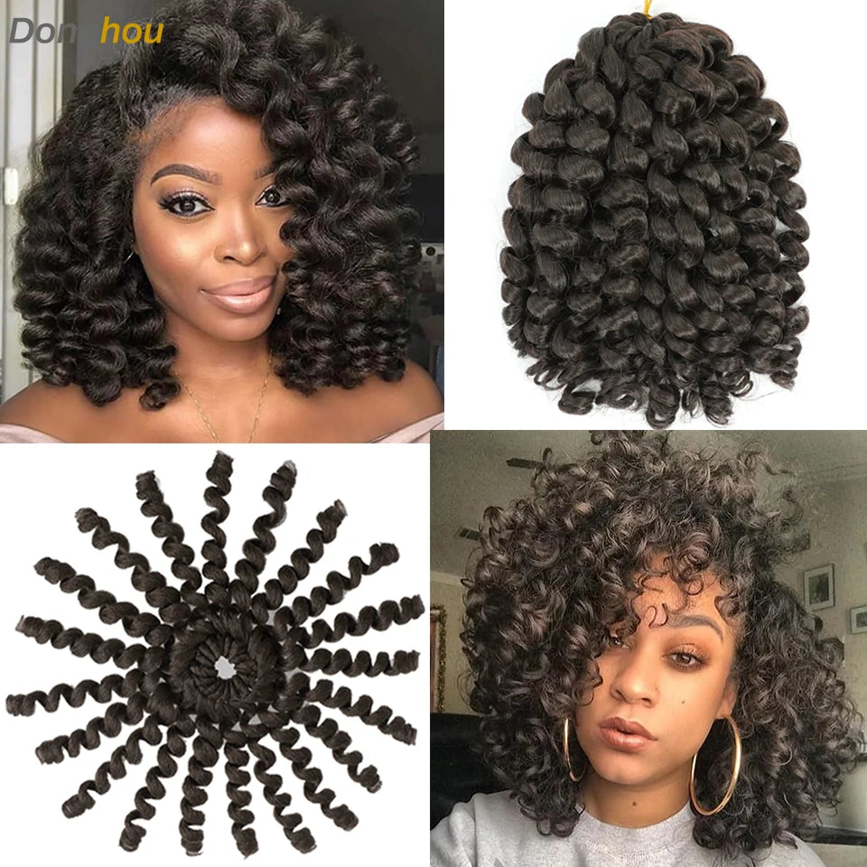 Wand Curl Crochet Braids Hair 8 Inch 1B 30 27 Bug Ringlet Twist Extensions with Jamaican Bounce Crochet Hair Crochet Curly Hair