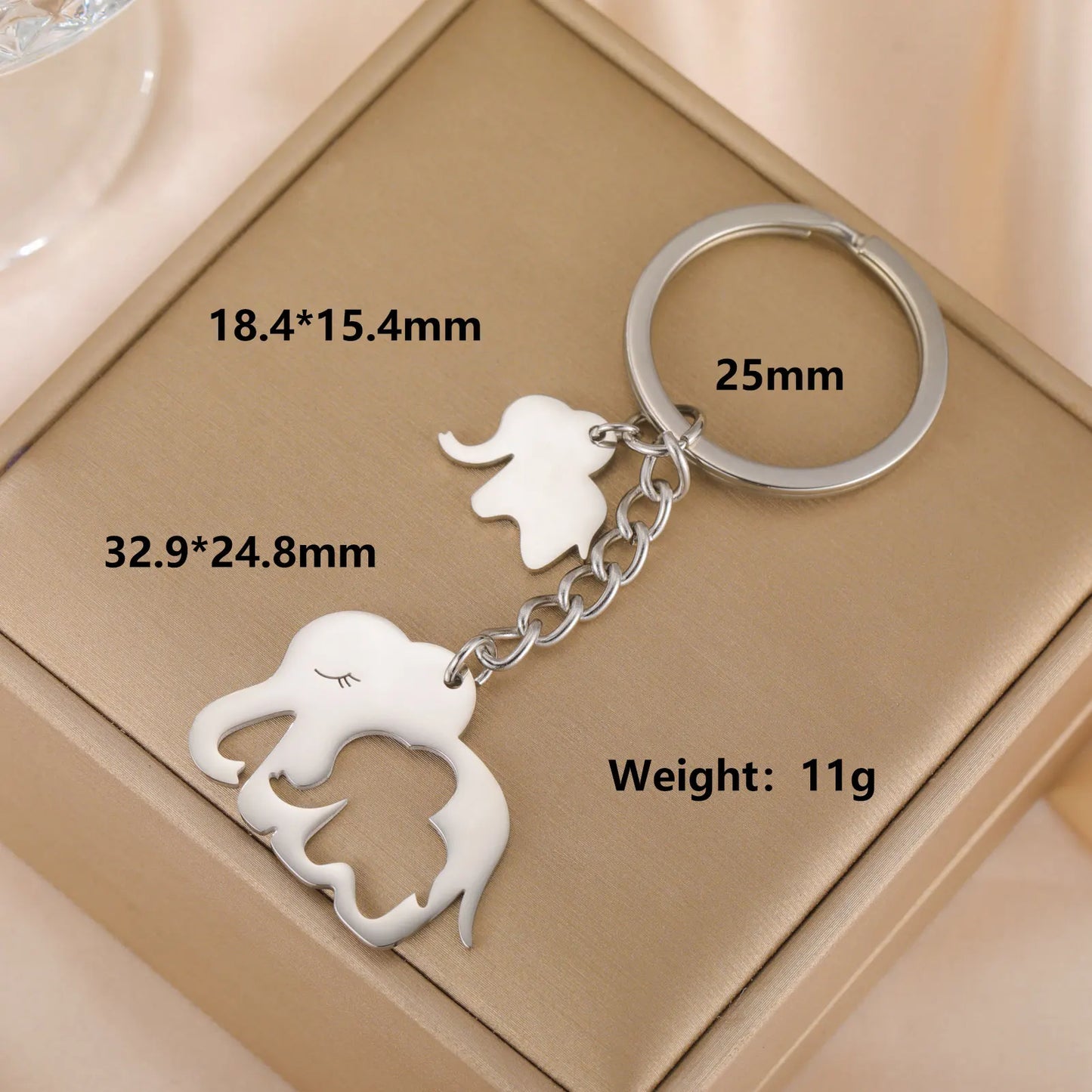 Lucktune Cartoon Elephant Pendant Key Chains for Women Men Stainless Steel Animal Bags Car Keyring Jewelry Valentine’s Day Gifts