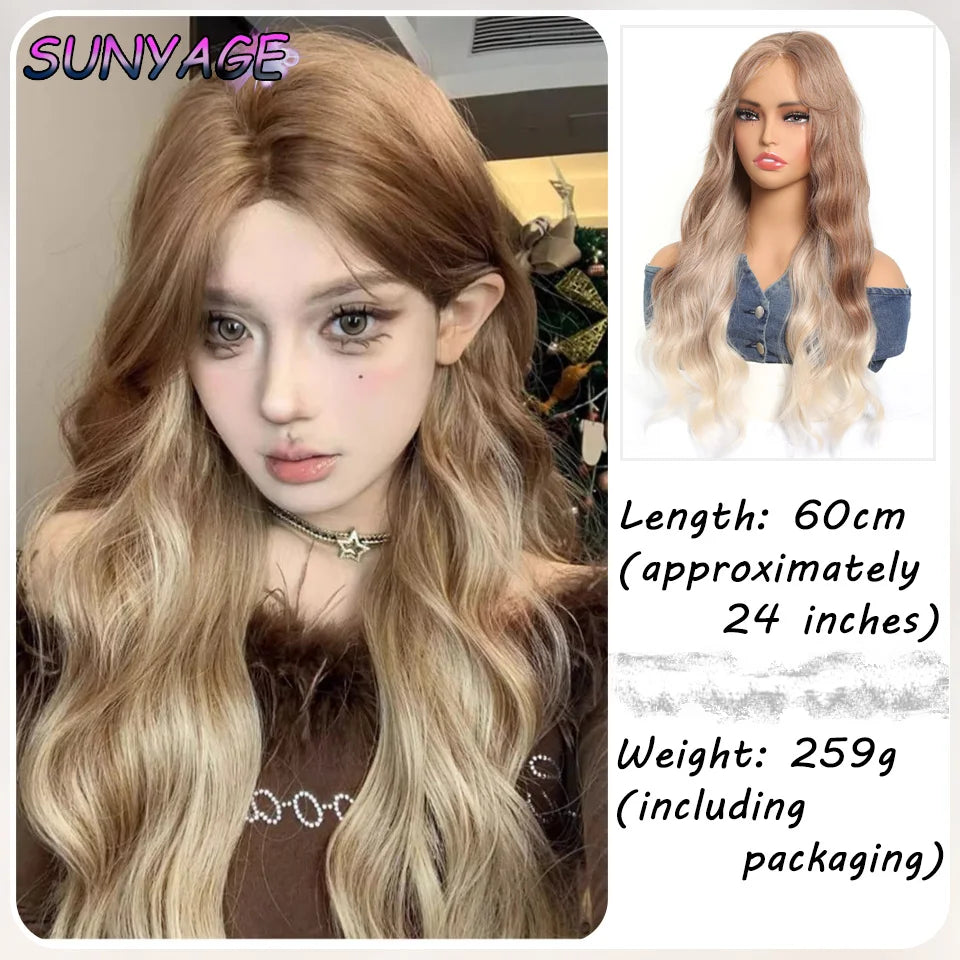 SUNYAGE Lolita Black Wig for Women Long Wavy Hair 75cm Curly Wig with Bangs Cosplay Headband Wigs Synthetic Wigs for Daily Use