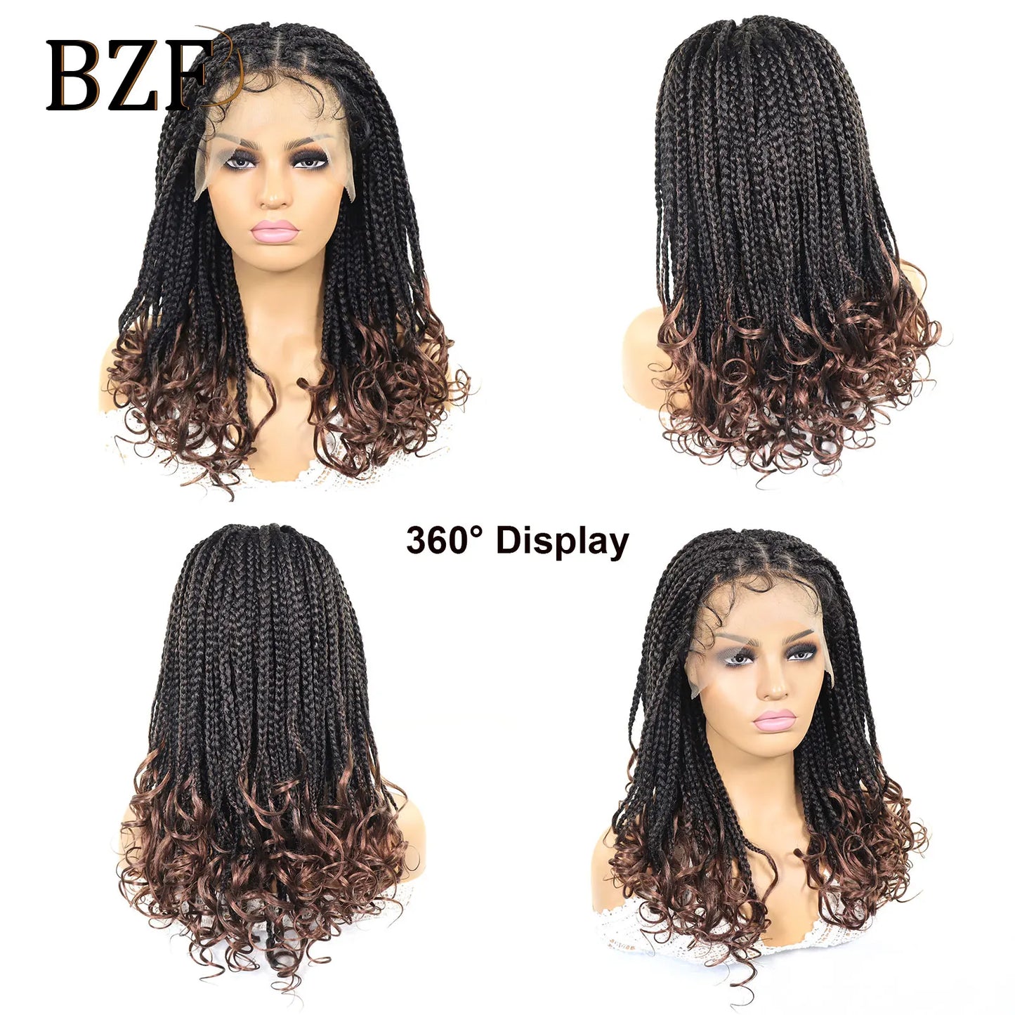 T30 Synthetic Box Braid Wigs Curly Ends Square Part Braided Lace Front Wig With Baby Hair For Women Blonde Lace Braided Wig