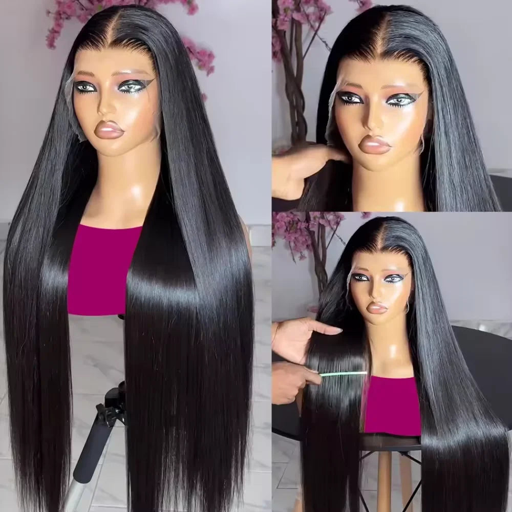 30 40Inch Bone Straight 13x4 13x6 Hd Lace Frontal Wigs For Women Brazilian Black Wigs Human Hair Wigs 100% Remy Hair