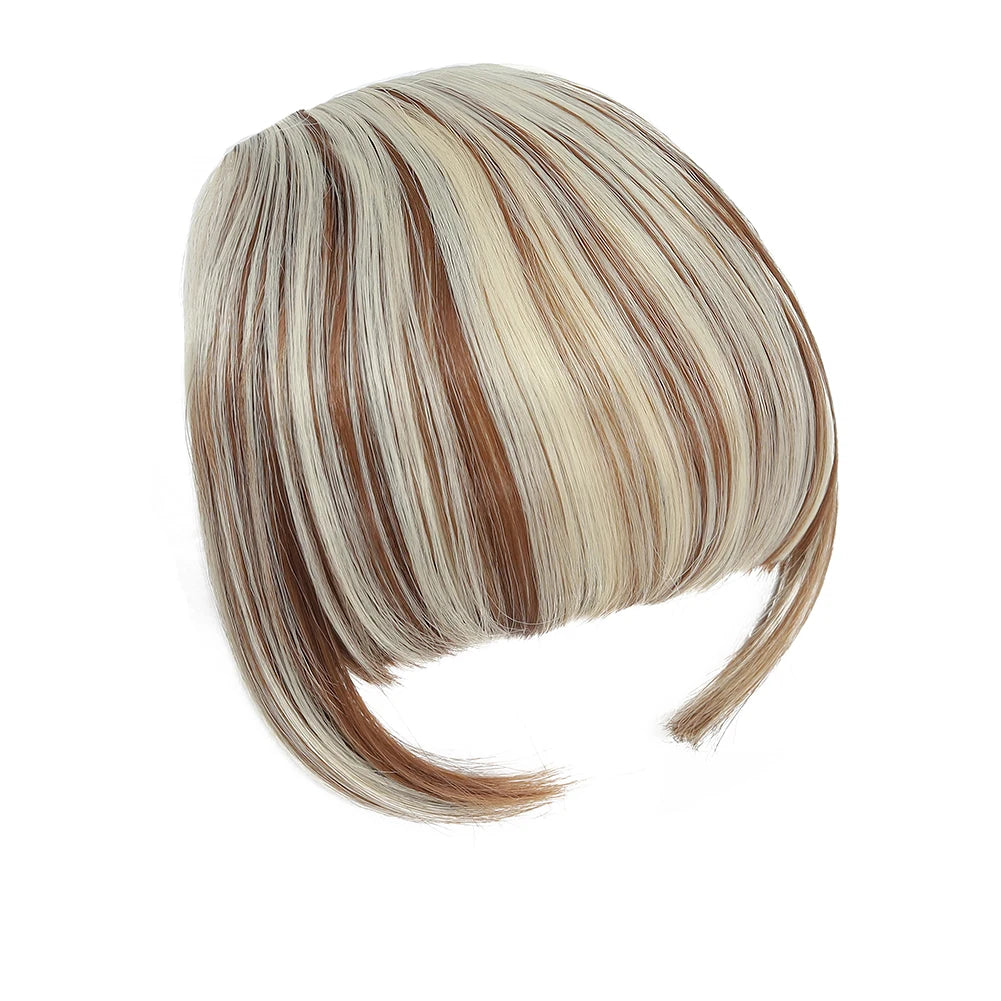 High Quality Synthetic Wig Flat Bangs Hair Extension Clip in Bangs with Temples 6 Inches Front Face Bangs for Women Girls Daily