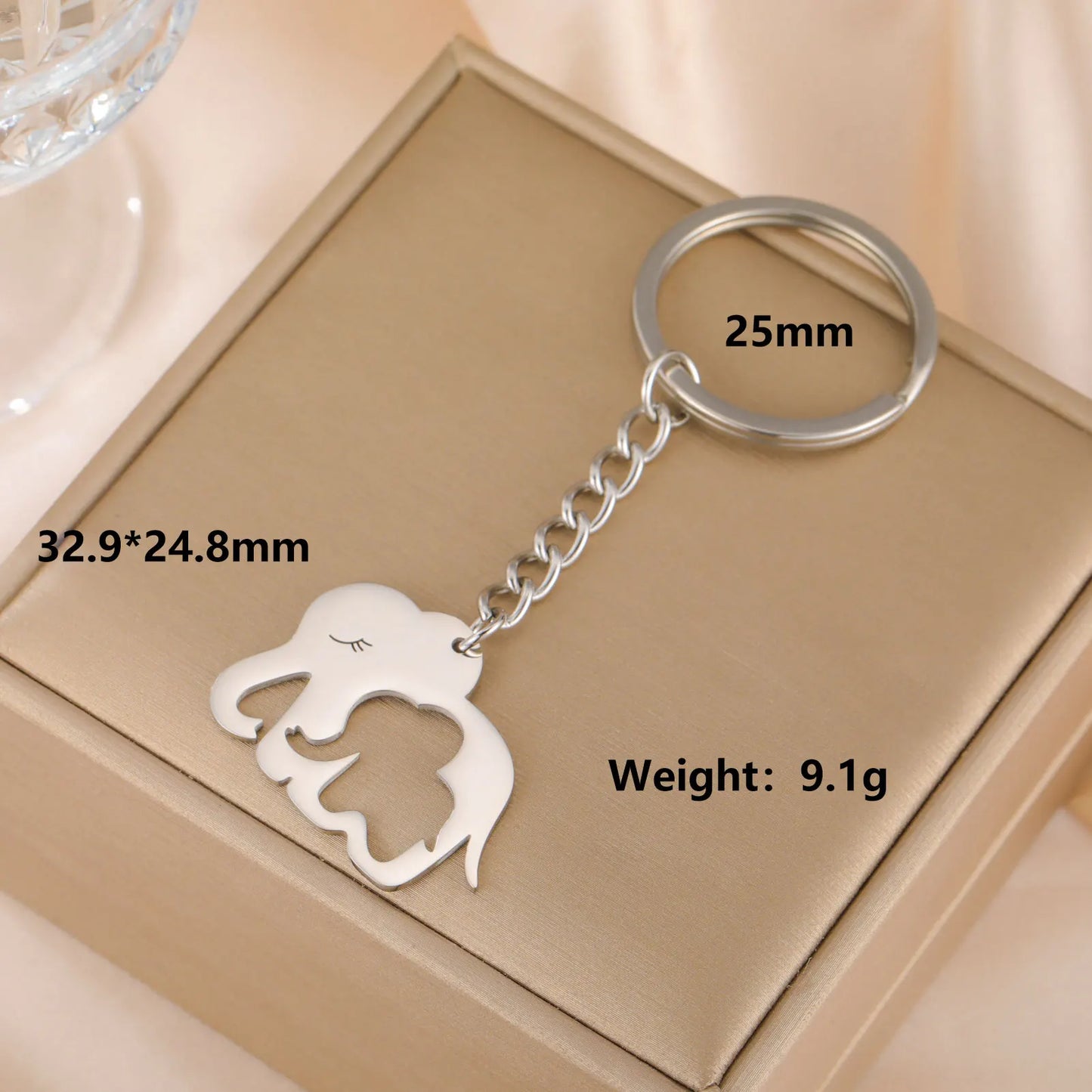 Lucktune Cartoon Elephant Pendant Key Chains for Women Men Stainless Steel Animal Bags Car Keyring Jewelry Valentine’s Day Gifts