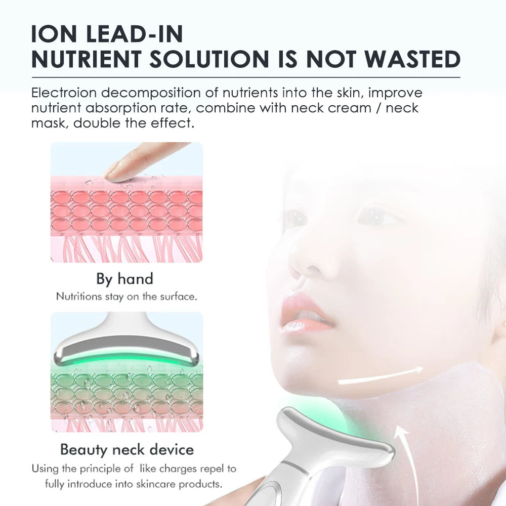 EMS Neck Slimming Massager LED Photon Therapy Skin Rejuvenation Beauty Device Hot Cold Compress Anti Wrinkle Remove Double Chin