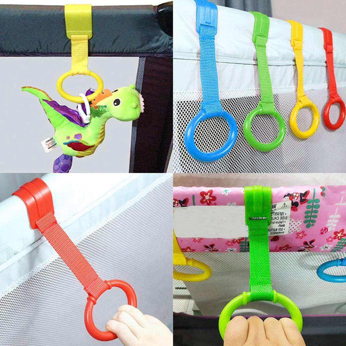 4/8Pcs Baby Crib Pull Ring Baby Walking Exercises Assistant Crib Pull Rings Balance Training Ring Hanging Pendant Household