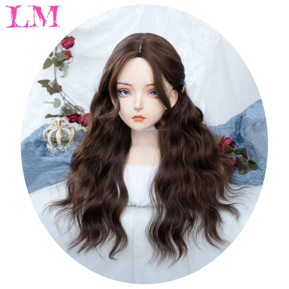 LM Straight Synthetic Lace Front Wig For Women 38 Inch Long Ombre Brown Red Blonde Hightlight Lace Frontal Wigs Cosplay Wig